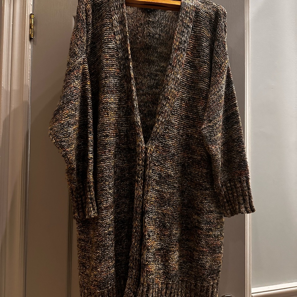 George Gray and Brown Open Front Cardigan Sweater